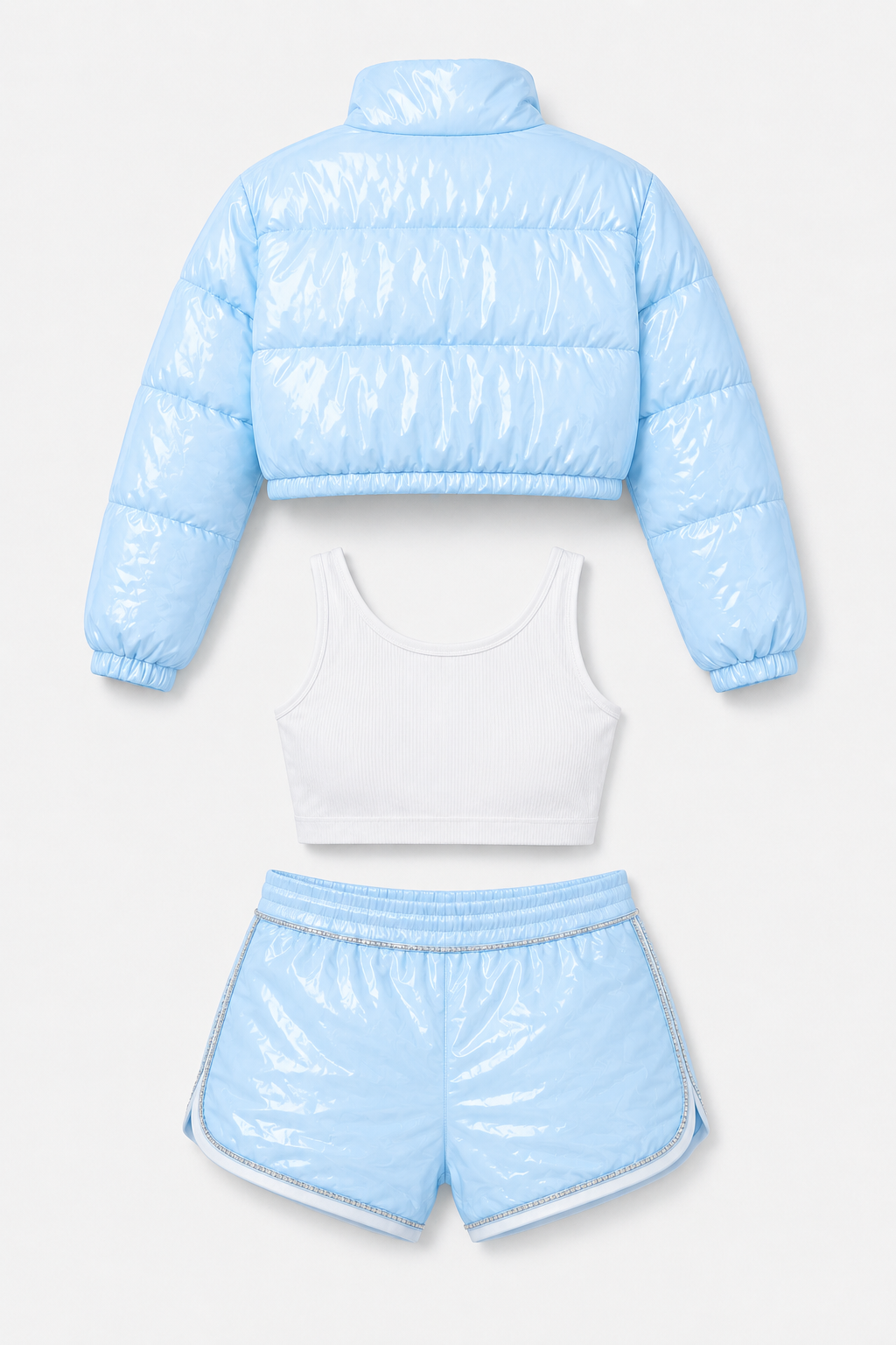 Baby Blue Patent Puffer 3-Piece Set
