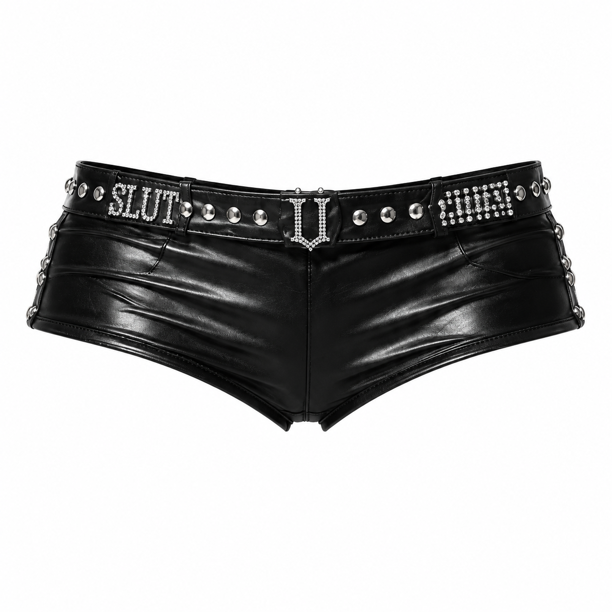 Black Studded Leather Bra & Short Set Packaging