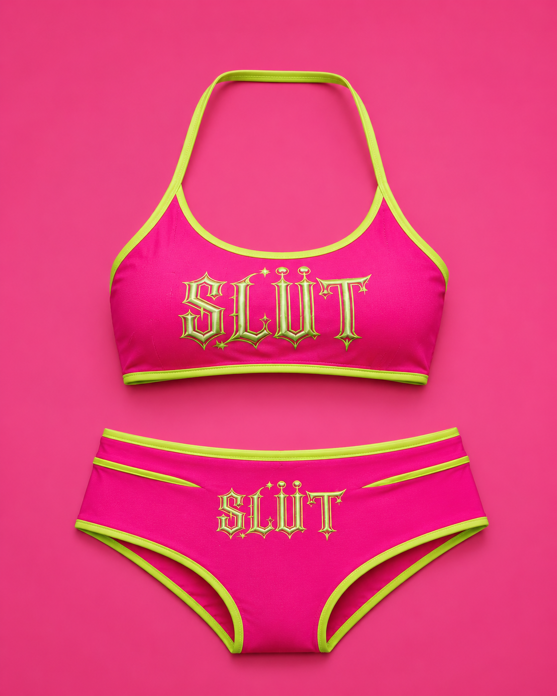 Magenta & Gold Halter Bikini Set alternate view