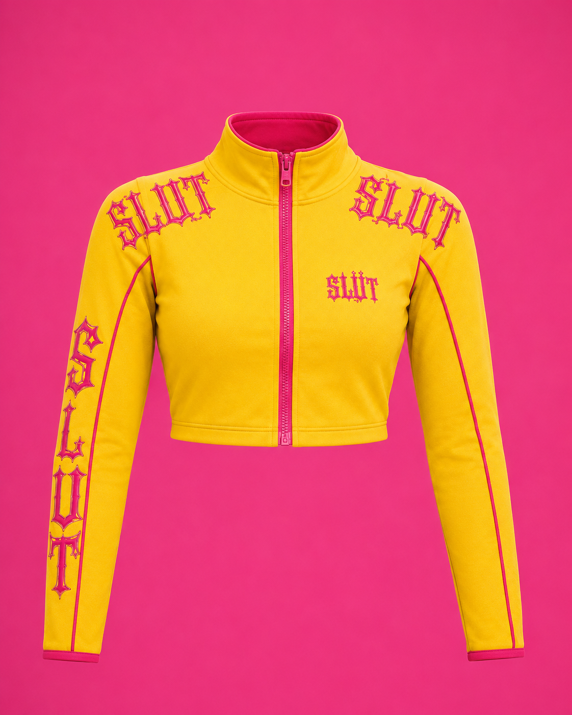 Mustard Cropped Zip Track Jacket