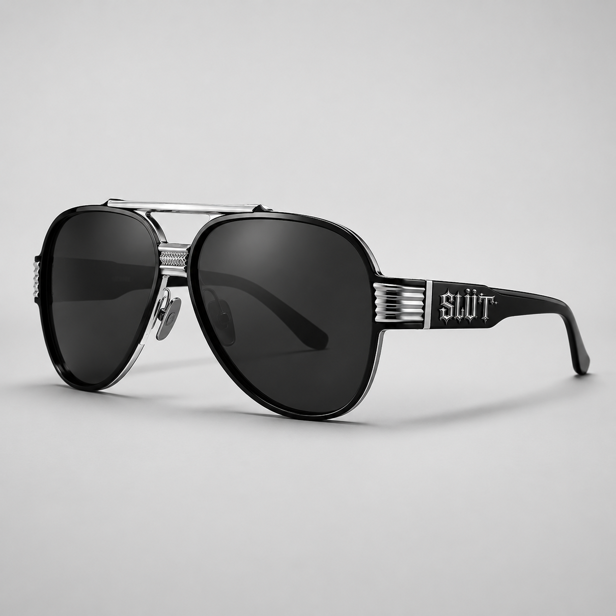 SLÜT Black & Silver Aviator Sunglasses