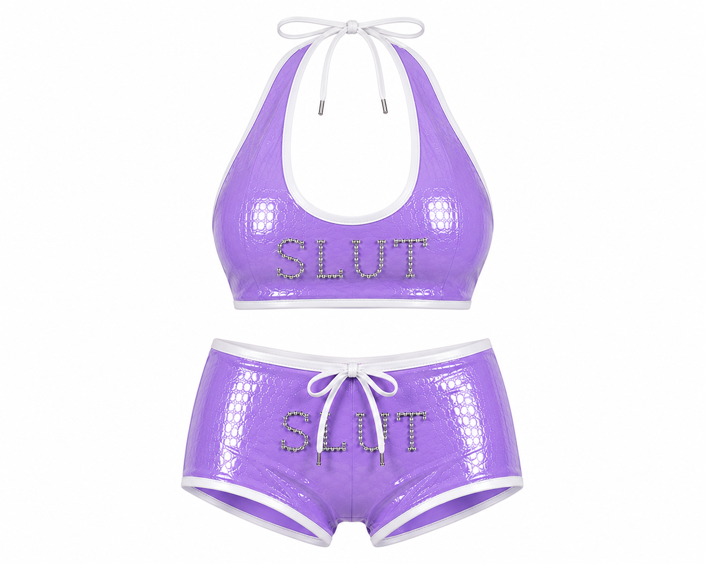 SLÜT Croc-Patent Triangle Swim Set — Lavender Haze alternate view