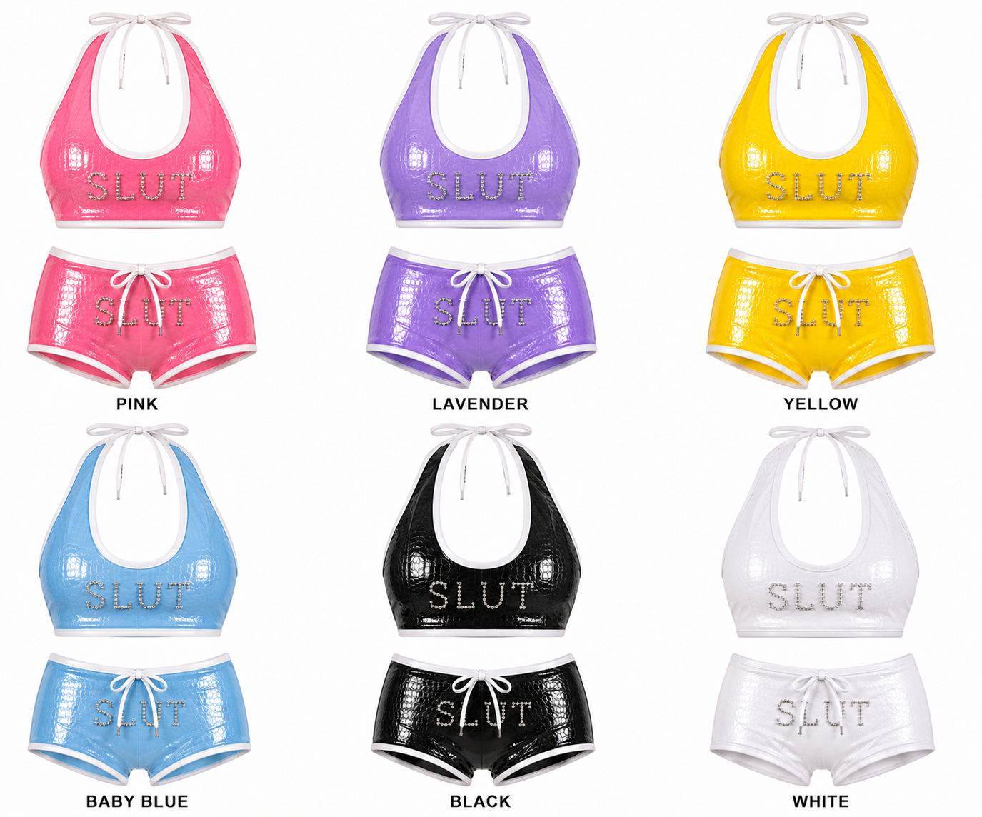 SLÜT Croc-Patent Triangle Swim Set — Optic White Alternate