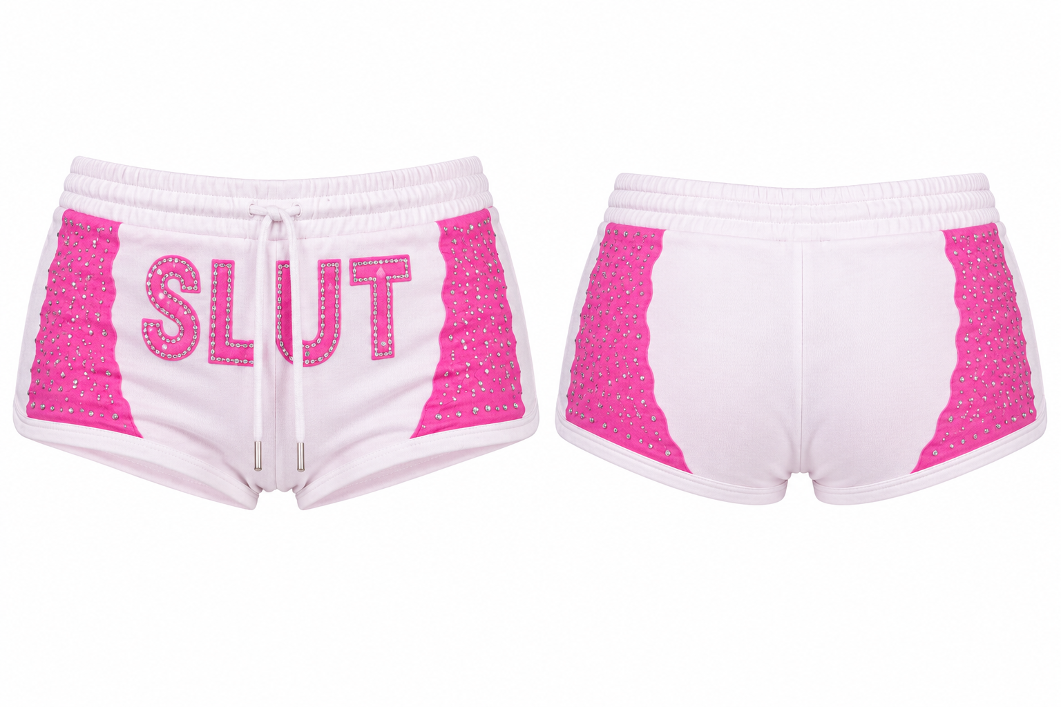 White & Pink Toweling Bralette & Short Set