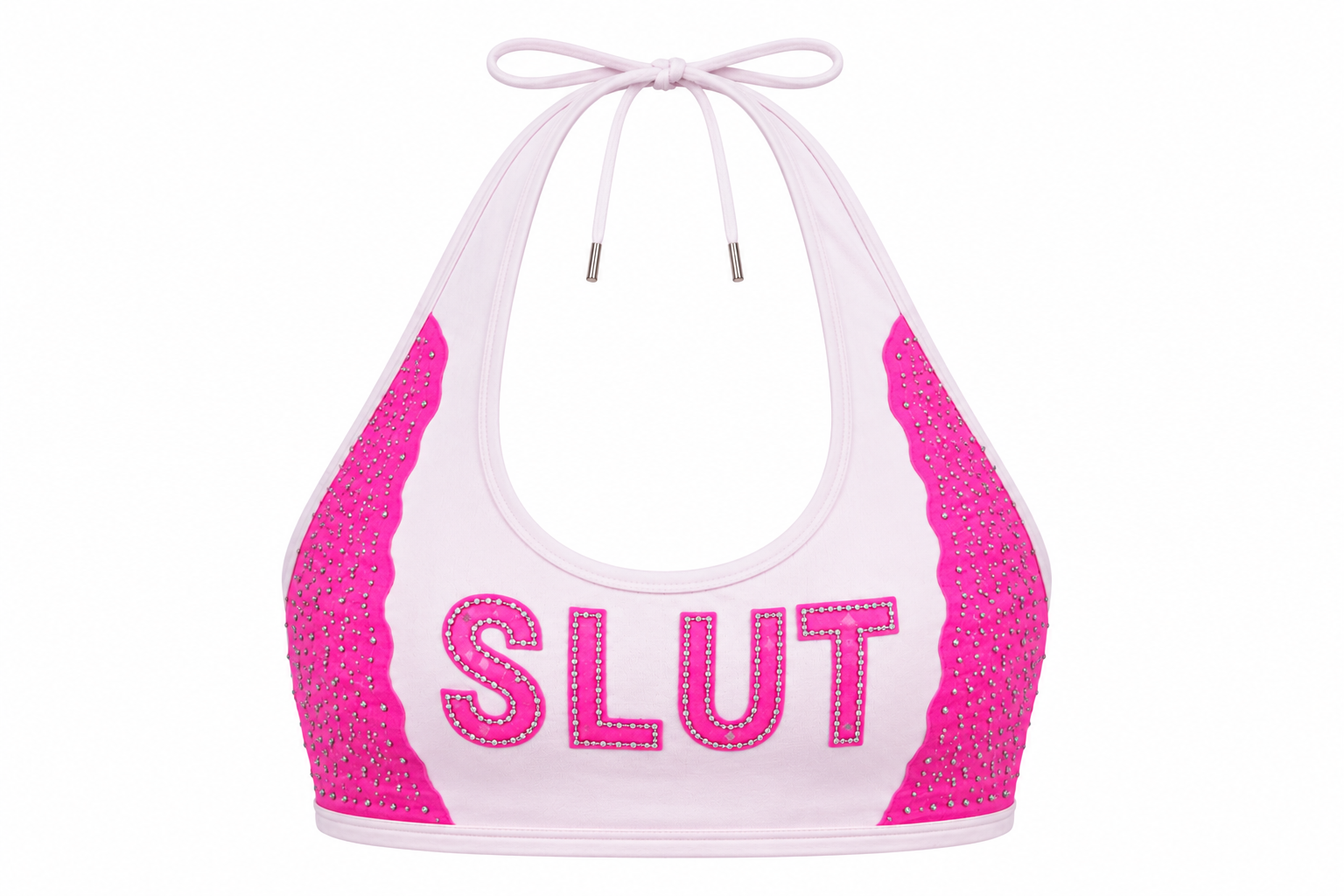White & Pink Toweling Bralette & Short Set alternate view